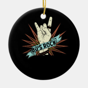 80s Rock Band 80's rock and roll Music Lover Rockb Ceramic Tree Decoration