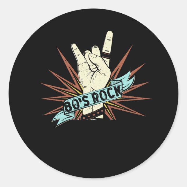 80s Rock Band 80's rock and roll Music Lover Rockb Classic Round Sticker (Front)