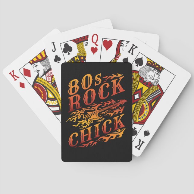 80s Rock Chick Music Lover Women Playing Cards (Back)