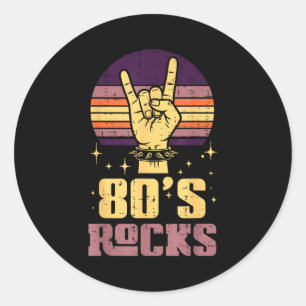 80s Rock Rocker Hand Vintage Punk Metal Music Men  Classic Round Sticker