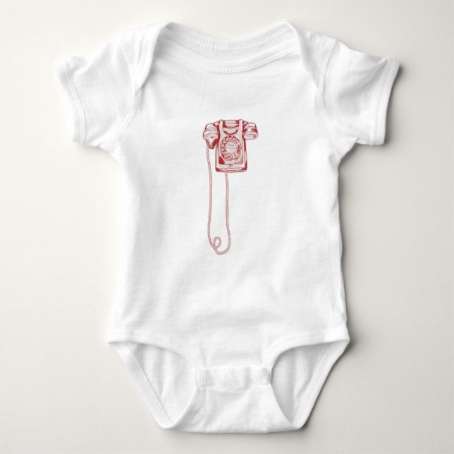 80s rotary dial telephone baby bodysuit (Front)