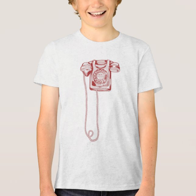 80s rotary dial telephone Tri-Blend shirt (Front)