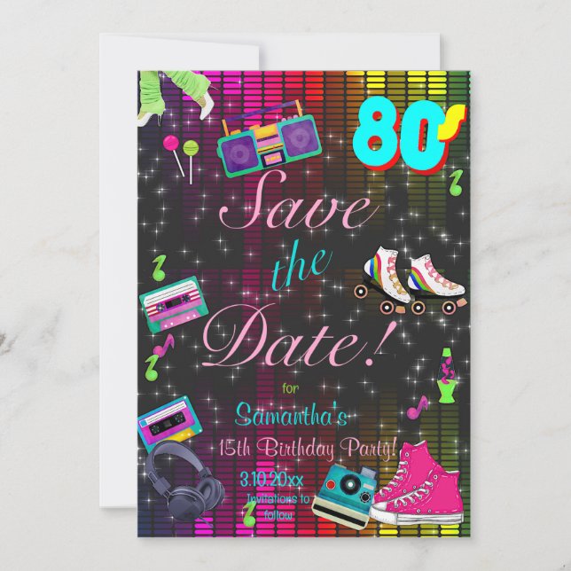 80's Save the Date, Back to the 80's, Any Age,  Save The Date (Front)