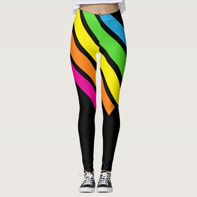 80's Stripes and Colours Leggings (Front)
