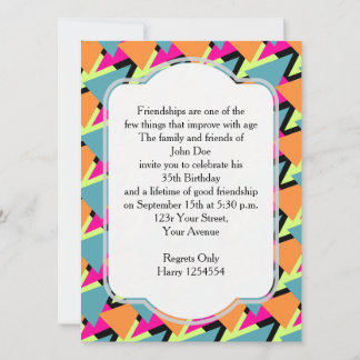 80's Style Birthday Party Geometric Pattern Invitation