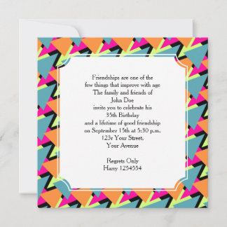 80's Style Birthday Party Geometric Pattern Invitation