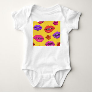 80's style: colourful lips pattern. baby bodysuit