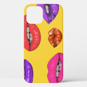 80's style: colourful lips pattern. iPhone 12 case