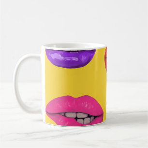 80's style: colourful lips pattern. coffee mug