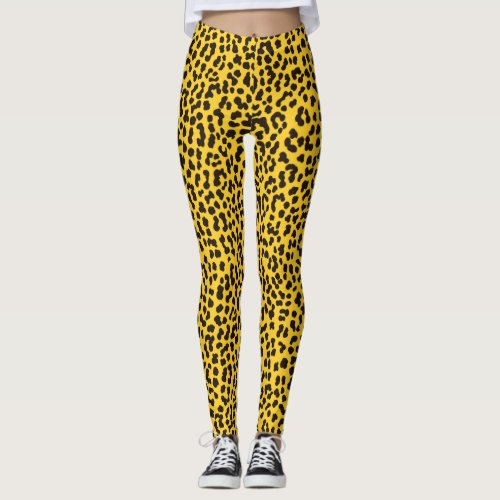 Neon Yellow 80s Leopard Print Leggings