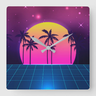 80's Style Retro Futuristic Wall Clock