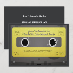 80s Style Retro Music Tape Party Invitation