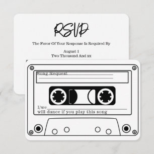 80s Style Retro Music Tape Wedding RSVP Invitation