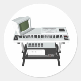 80's Style Sampler Keyboard: 3D Model: Classic Round Sticker
