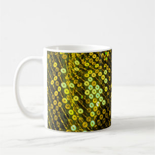 80s style sequined textile closeup. coffee mug