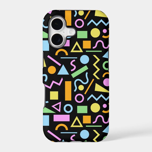 80s Style Shape Pattern Color on Black (Back)