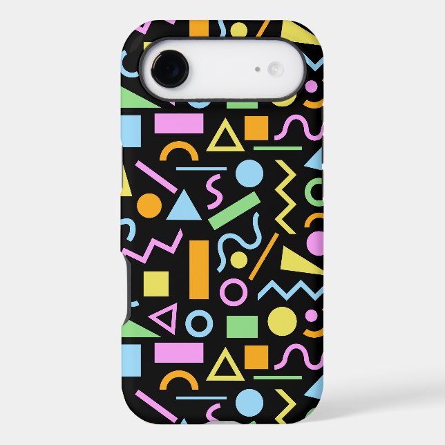 80s Style Shape Pattern Color on Black (Back)