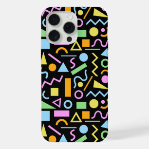 80s Style Shape Pattern Color on Black iPhone 15 Pro Max Case