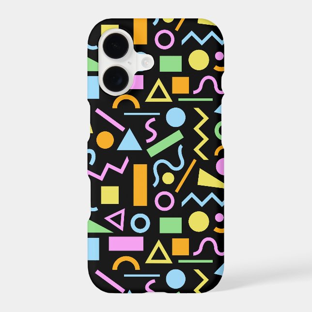 80s Style Shape Pattern Colour on Black (Back)