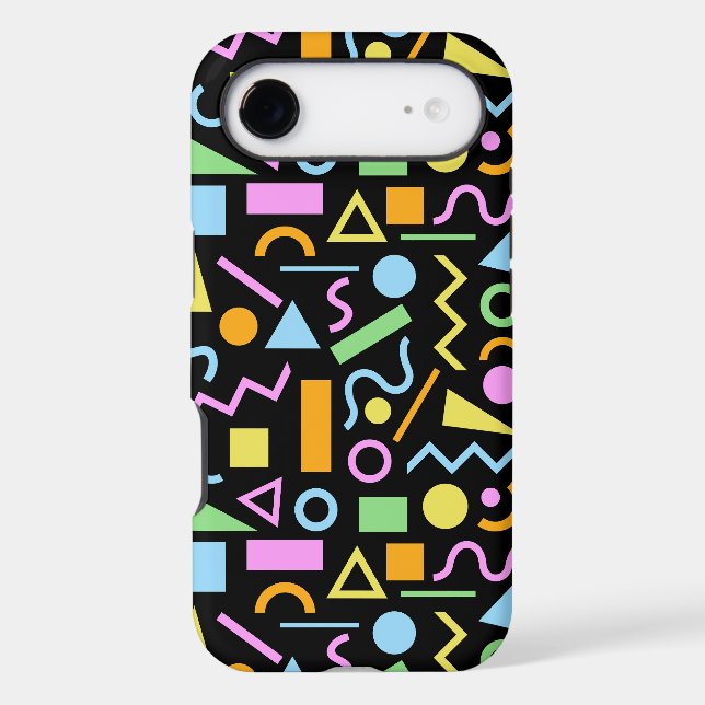 80s Style Shape Pattern Colour on Black (Back)