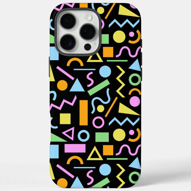 80s Style Shape Pattern Colour on Black Case-Mate iPhone Case (Back)