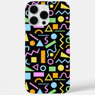80s Style Shape Pattern Colour on Black iPhone 16 Pro Max Case