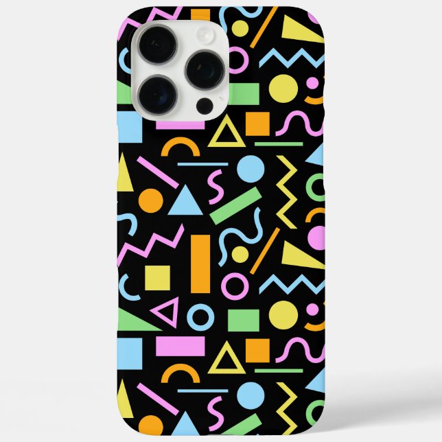 80s Style Shape Pattern Colour on Black Case-Mate iPhone Case (Back)