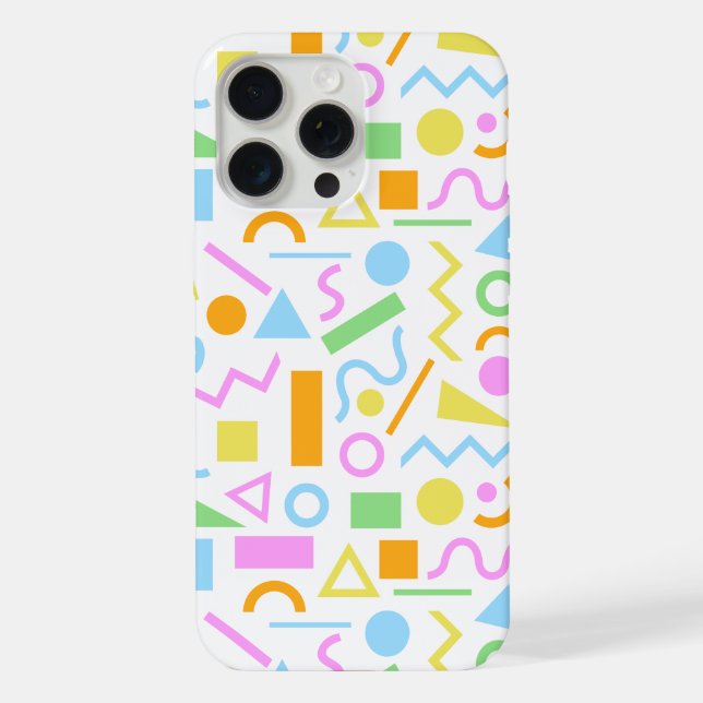 80s Style Shape Pattern Colour on White iPhone Case (Back)