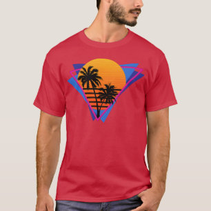 80s Style Synthwave Retrowave Aesthetic Palmree vi T-Shirt