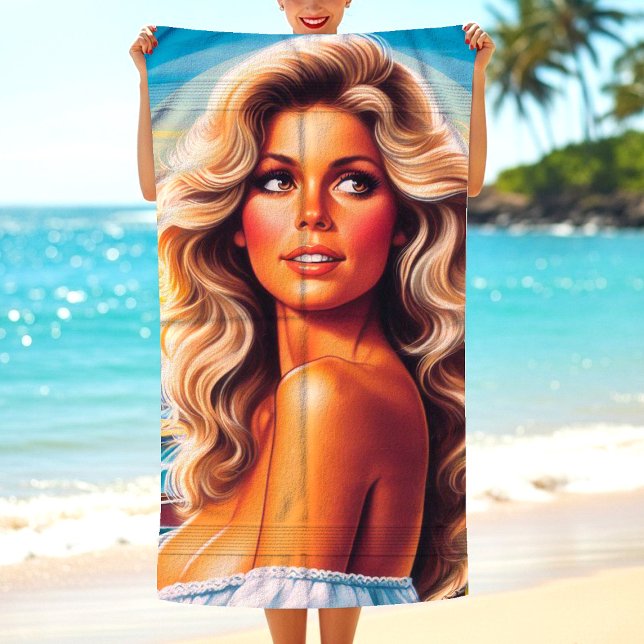 80s Summer Woman Beach Towel (Creator Uploaded)
