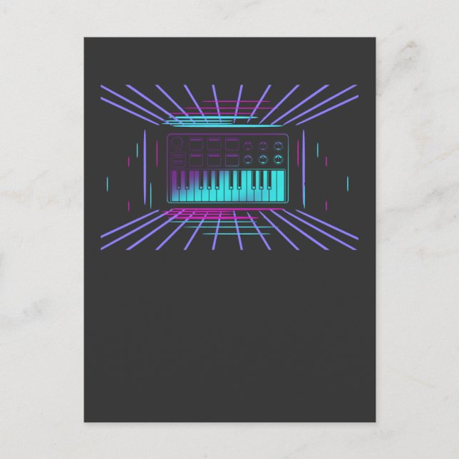 80s Synthesizer Keyboard Synth Analogue Music Postcard (Front)