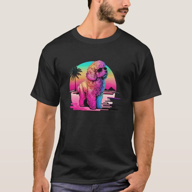 80s Synthwave and Poodle Aesthetic T-Shirt (Front)