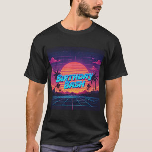 80s Synthwave Birthday Bash Mens Tshirt