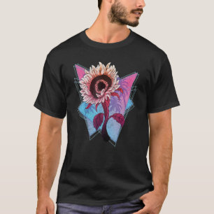80s Synthwave Hippie Flower Blossoms Garden Sunflo T-Shirt