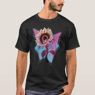 80s Synthwave Hippie Flower Blossoms Garden Sunflo T-Shirt