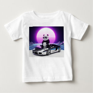 80s Synthwave Panda on Chrome Car Baby T-Shirt