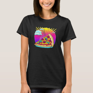 80s Synthwave Pizza with a Retro Aesthetic T-Shirt