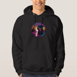 80s Synthwave with Rottweiler Vibe Hoodie