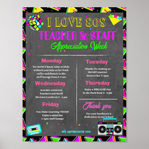 80s Teacher Staff Appreciation week template Poster
