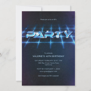 80s Theme Birthday Party Invitation