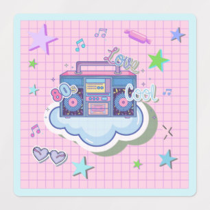 80's theme party stickers, music, retro, birthday