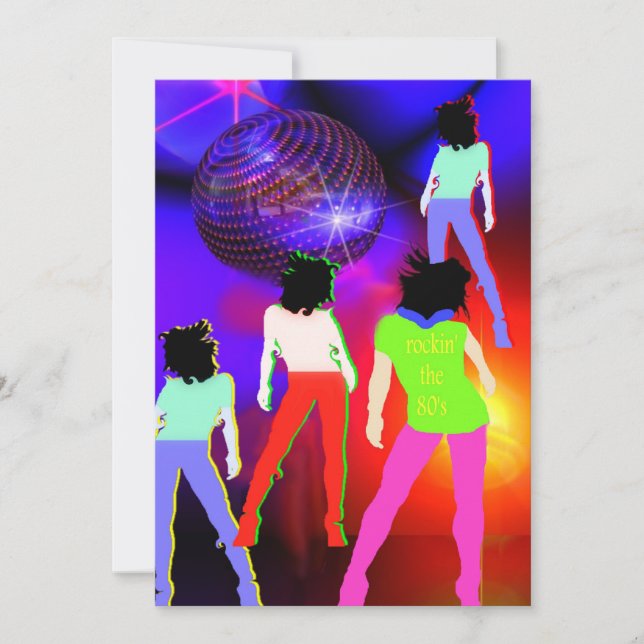 80s themed party invitation 80s disco fluorescent (Front)