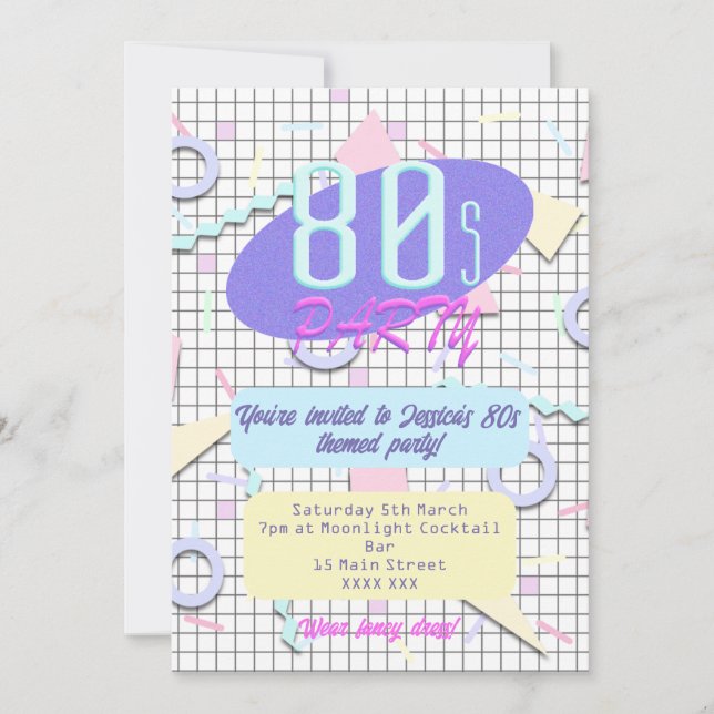 80's Themed Party Invitations (Front)