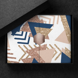 80s Trendy Abstract Navy and Rose Gold Pattern Tissue Paper