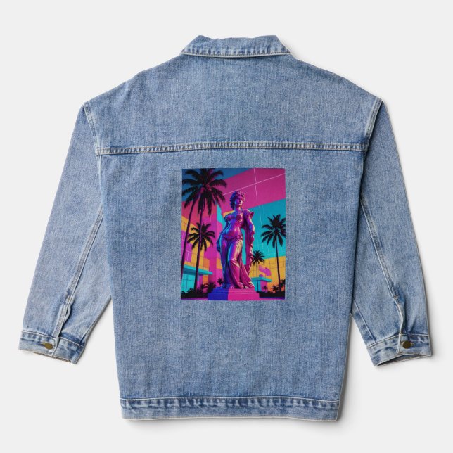 80s Vaporwave Venus Vibes Tee Denim Jacket (Back)
