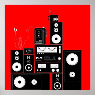 80s VINTAGE AUDIO GEAR "AUTO REVERSE" Poster Art