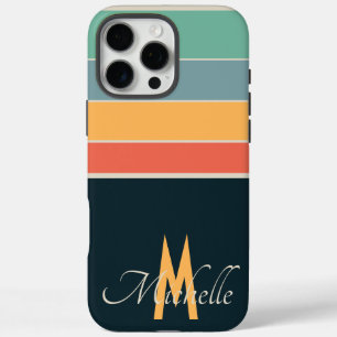 80s vintage COlorful Stripe simple monogrammed iPhone 16 Pro Max Case