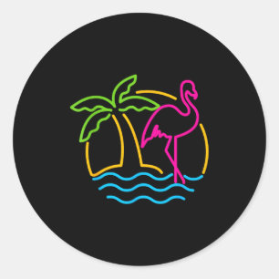 80s Vintage Miami Retro Neon Nk Flamingo Classic Round Sticker