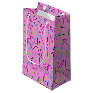 80s Vintage Print in Pink  Small Gift Bag