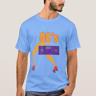 80s Vintage Roller Skate Disco Girl Boom Box T-Shirt